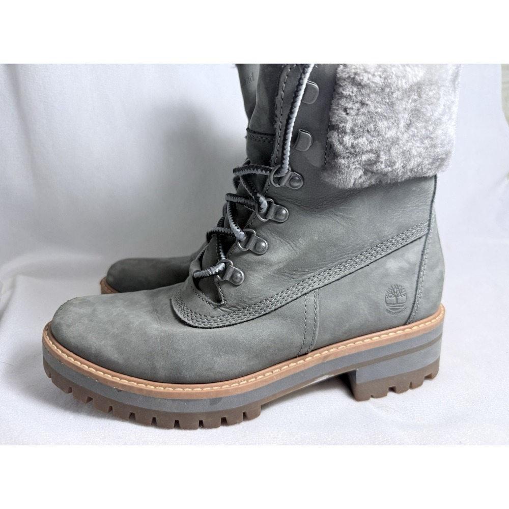 Timberland Courmayeur Valley Gray Waterproof Shearling Boots Size 8.5